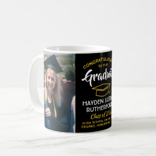 2 Foto Abschluss Glückwunsch Schwarz Gelb Kaffeetasse