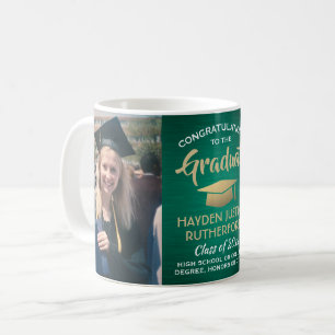2-Foto-Abschluss, grün und weiß gebürstet Kaffeetasse