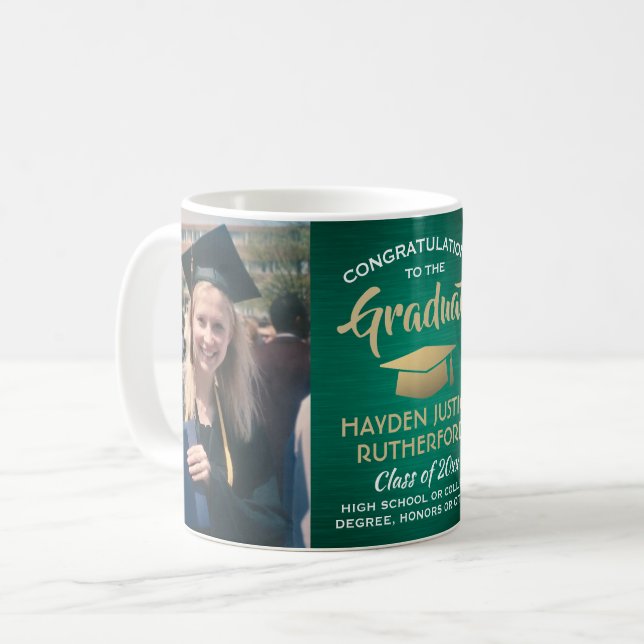2-Foto-Abschluss, grün und weiß gebürstet Kaffeetasse (Vorderseite Links)
