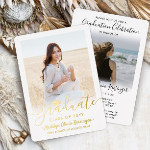 2 Foto-Abschlussfeier Moderne Schriftart Folieneinladung