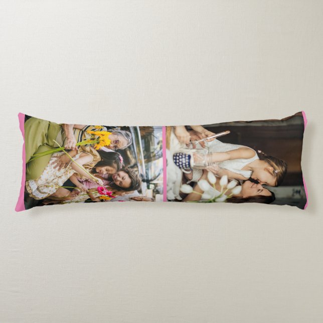 2 Foto Benutzerdefinierte Collage Personalisiert Seitenschläferkissen (Vorderseite)