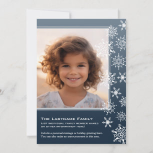 2 Foto Blue Vintag Snowflakes Funky Feiertagskarte