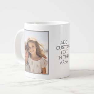 2-Foto-Collage - Einfacher grauer Rand und Text Jumbo-Tasse