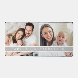 2 Foto Collage Familie ist alles Zitat grau Schreibtischunterlage