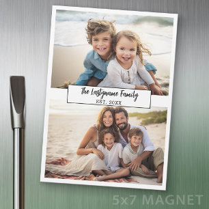 2 Foto-Collage Familienname - Kühlschrankmagnet Magnetkarte