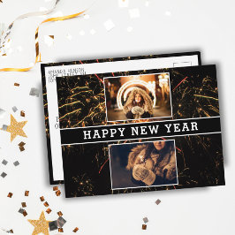 2 Foto Collage Feuerwerk Frohes Neues Jahr 2026 Postkarte