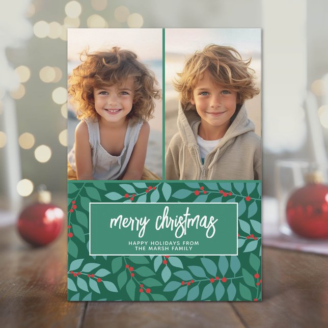 2 Foto-Collage - Frohe Weihnachten Botanik (Modern Holiday Greeting with 2 Photos)