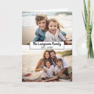 2-Foto-Collage mit Text für Familienname Karte