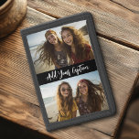 2 Foto Collage mit trendy Script Caption - Schwarz Trifold Geldbörse<br><div class="desc">Verwenden Sie bis zu zwei horizontale oder selbstständige Fotos,  um ein individuelles Geschenk zu kreieren. Wenn Sie die Bilder anpassen müssen,  klicken Sie auf das Werkzeug anpassen,  um Änderungen vorzunehmen.</div>