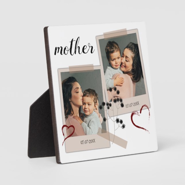 2 Foto Collage Mutter Geschenk Modernes, elegantes Fotoplatte (Vorderseite)