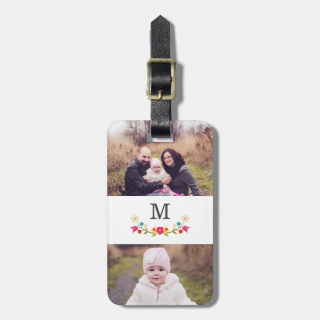 2 Foto | Country Floral Monogram Gepäckanhänger (Vorderseite vertikal)