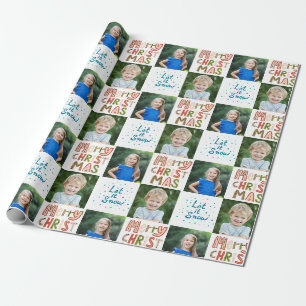 2 Foto Custom Let it Snow Frohe Weihnachten. Geschenkpapier