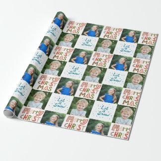 2 Foto Custom Let it Snow Frohe Weihnachten. Geschenkpapier