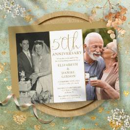 2 Foto dann und jetzt 50. Hochzeitstag Einladung