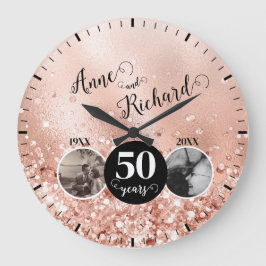 2 Foto "Dann und Jetzt" Hochzeitstag Große Wanduhr