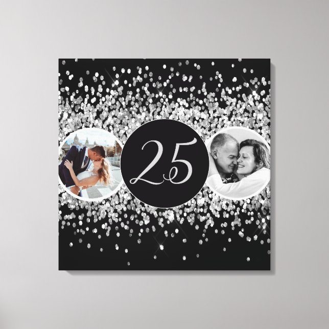 2 Foto Dann und jetzt Hochzeitstag Leinwanddruck (Vorderseite)