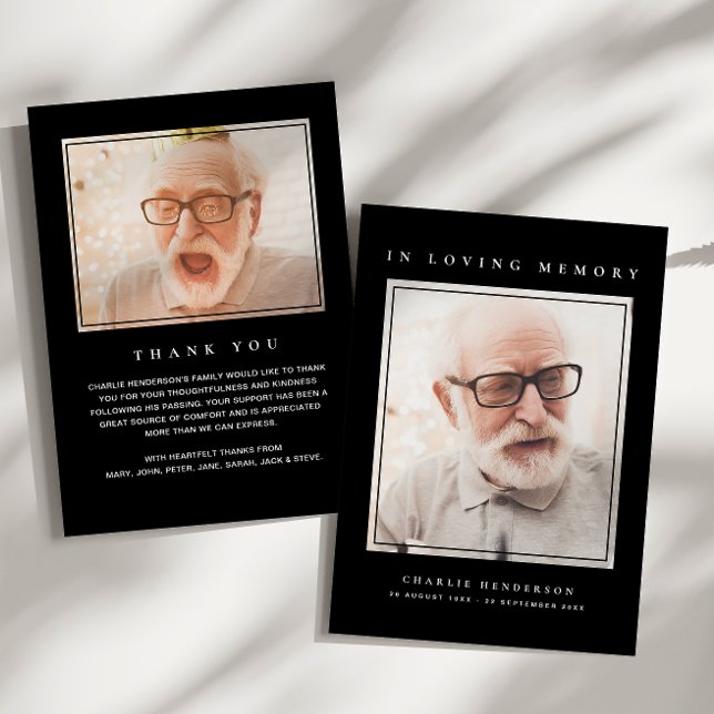 2-Foto Einfache Beerdigung der modernen Erinnerung Dankeskarte (Von Creator hochgeladen)