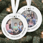 2 Foto Einfache Typografie Jahr Schwarz/Weiß Ornament<br><div class="desc">Feiern Sie mit einem stilvollen Foto rund um den Weihnachtsschmuck aus Acryl die Urlaubsfreuden. Die Bilder und alle Formulierungen auf dieser Vorlage sind einfach zu personalisieren und können auf Vorder- und Rückseite unterschiedlich oder gleich sein. (IMAGE PLACEMENT TIP: Eine einfache Möglichkeit, ein Foto genau so zu positionieren, wie Sie es...</div>