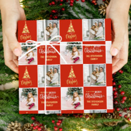 2 Foto Elegant Frohe Weihnachten Gold Geschenkpapier