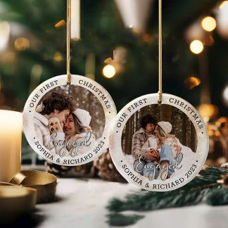 2 Foto Erste Weihnachten Verlobt Moderne Keramik Ornament