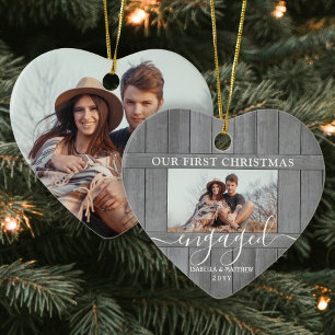 2 Foto Erste Weihnachten Verlobte Imitate Holz Her Keramik Ornament