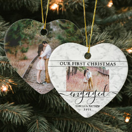 2 Foto Erste Weihnachten Verlobte Imitate Marmorhe Keramik Ornament