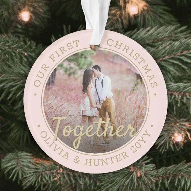 2 Foto Erstes Weihnachtsfest - Rosa und Gold Ornament (Von Creator hochgeladen)