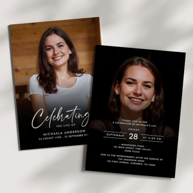 2-Foto-Feier zum Leben/Beerdigung/Gedenkfeier Einladung (Von Creator hochgeladen)