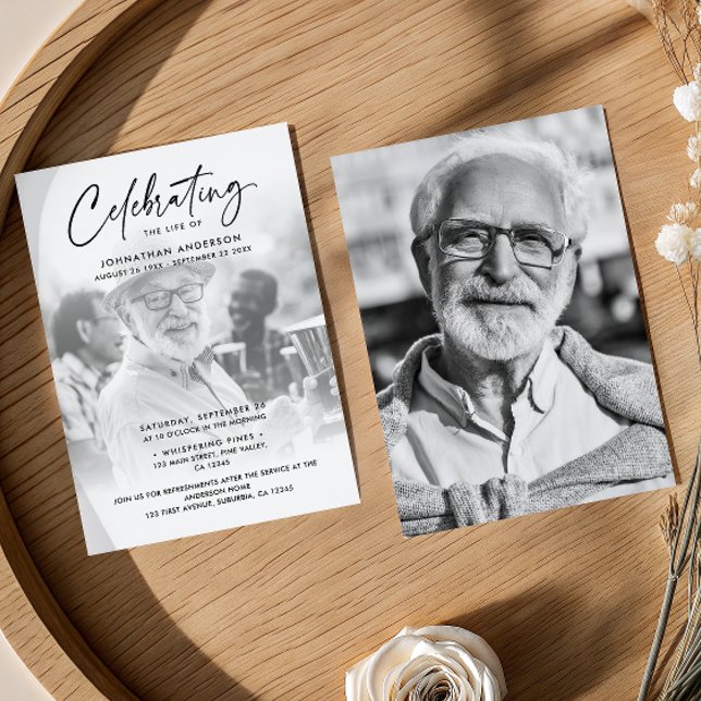 2-Foto-Feier zum Leben/Beerdigung/Gedenkfeier Einladung (Von Creator hochgeladen)