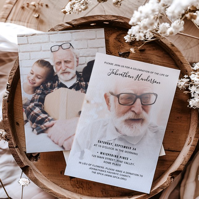 2-Foto-Feier zum Leben/Beerdigung/Gedenkfeier Einladung (Von Creator hochgeladen)