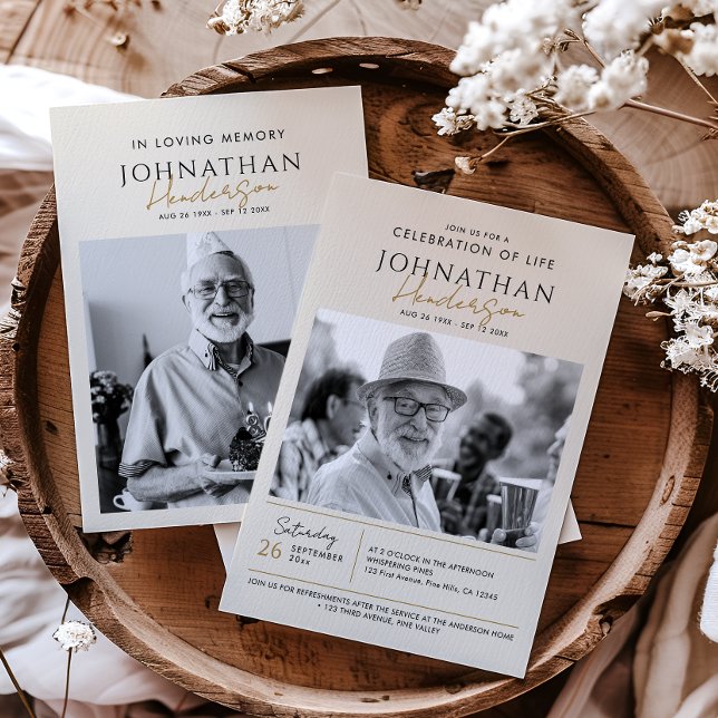 2-Foto-Feier zum Leben/Beerdigung/Gedenkfeier Einladung (Von Creator hochgeladen)