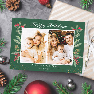 2 Foto Frohe Weihnachten Stechpalmen-Weihnachten