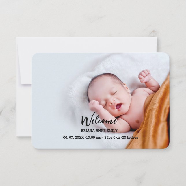 2 Foto Geburtsankündigungskarte | Neues Baby Ankündigung (Vorderseite)