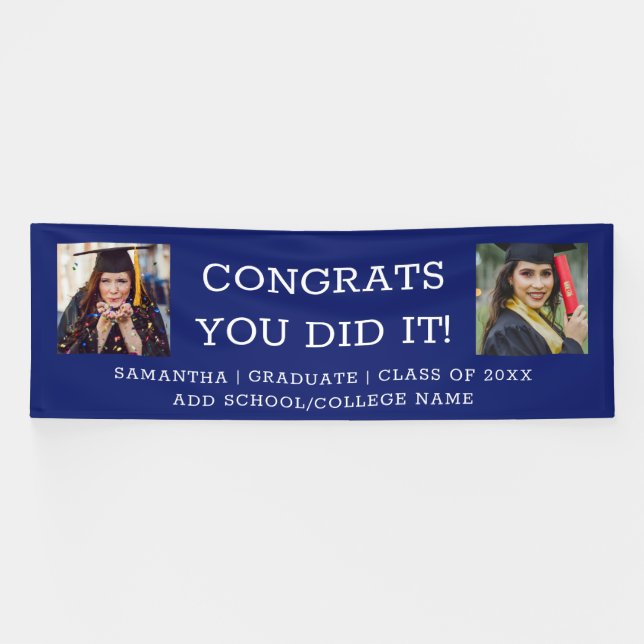 2 Foto Glückwunsch Graduate 2023 Abschluss Blue Banner (Horizontal)