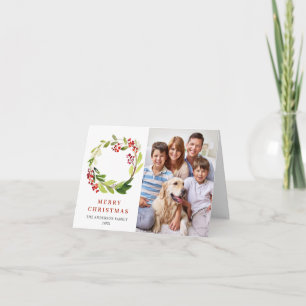 2 FOTO Holly Berry Wreath Weihnachtsgrüßen Feiertagskarte
