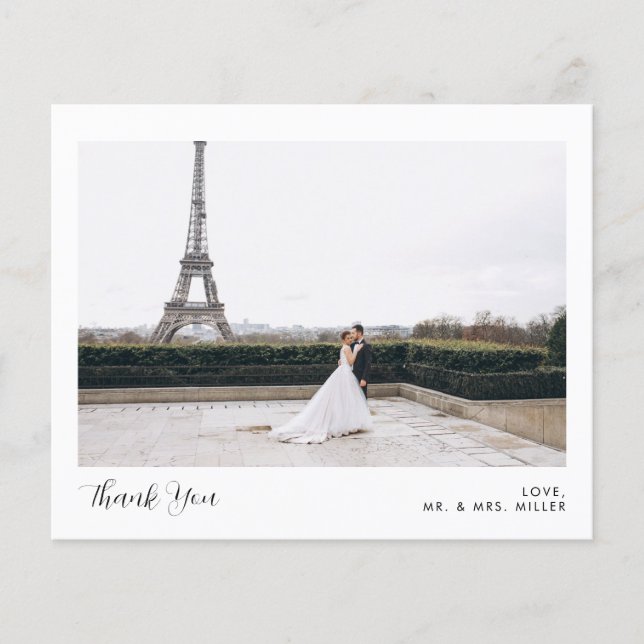 2 Foto Kalligrafie Hochzeit Danke Karte (Vorne)
