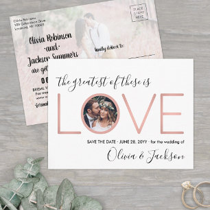 2 Foto korinthische Liebe Hochzeit Speichern Sie d Ankündigungspostkarte