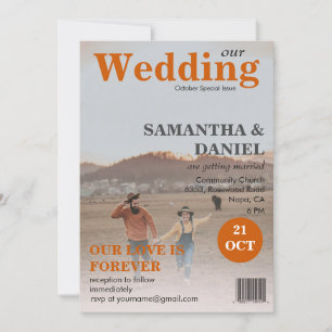 2 Foto Magazine Burnt Orange Hochzeit hinzufügen Einladung