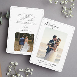 2 Foto-Minimalistische Typografie Hochzeit Dankeskarte