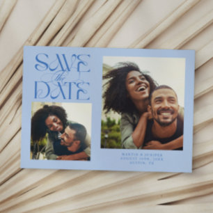 2 Foto Mystische Moderne Typografie Eisblau Save The Date