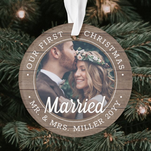 2 Foto Neu verheiratet 1. Weihnachten Verheiratete Ornament (Von Creator hochgeladen)