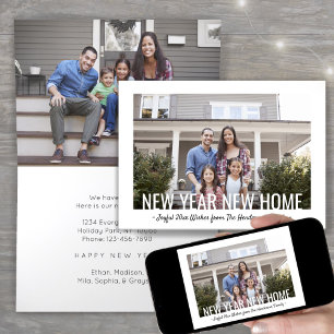 2 Foto Neujahr Neue Zuhause Moderne Minimalistisch Feiertagskarte
