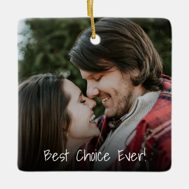 2 Foto Paar in Liebe Beste Wahl je einzigartig Keramikornament (Vorderseite)