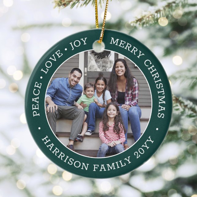 2 Foto Peace Liebe Freude frohe Weihnachten Grün W Keramik Ornament (Von Creator hochgeladen)