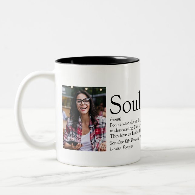 2 Foto Personalisierte Seelen Definition Zweifarbige Tasse (Links)