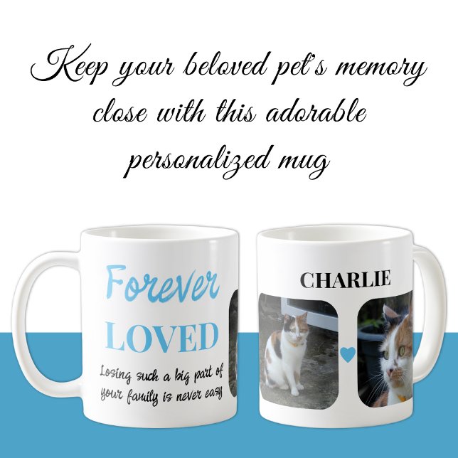 2 Foto Pet Loss Keepake Pet Memorial Blau Kaffeetasse (Von Creator hochgeladen)