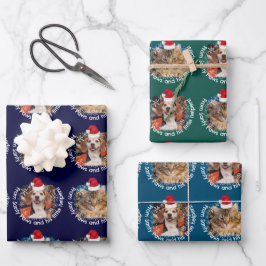 2 Foto Pet Santy Paws Little Helpers Weihnachtsman Geschenkpapier Set