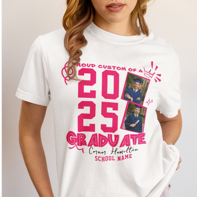 2 Foto Proud Familie Personalisierter Abschluss Tri-Blend Shirt (Von Creator hochgeladen)