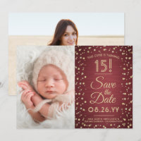 2 Foto Quinceanera Elegantes Burgund Gold Glitzer