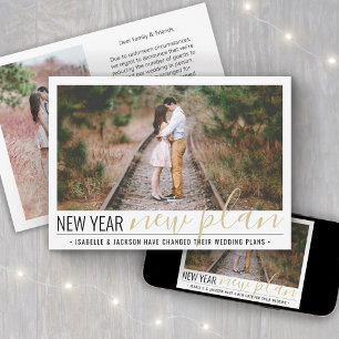 2 Foto Reduzierte Hochzeit Neujahr Planänderung Feiertagskarte